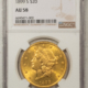 $20 1875-S TYPE 2 $20 LIBERTY HEAD DOUBLE EAGLE – NGC AU-58