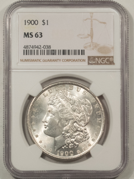 Morgan Dollars 1900 $1 MORGAN DOLLAR – NGC MS-63, FRESH & CHOICE!