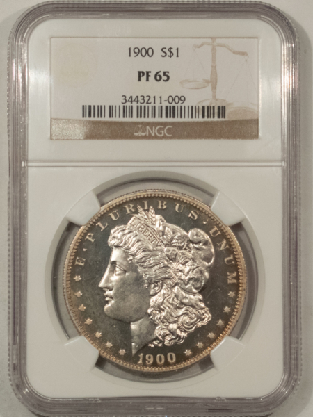 Morgan Dollars 1900 PROOF MORGAN DOLLAR NGC PF-65, A FRESH GEM, SOME CAMEO CONTRAST, 912 MINTED