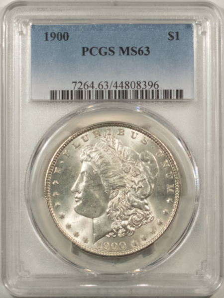 Morgan Dollars 1900 $1 MORGAN DOLLAR – PCGS MS-63, FLASHY WHITE & CHOICE!