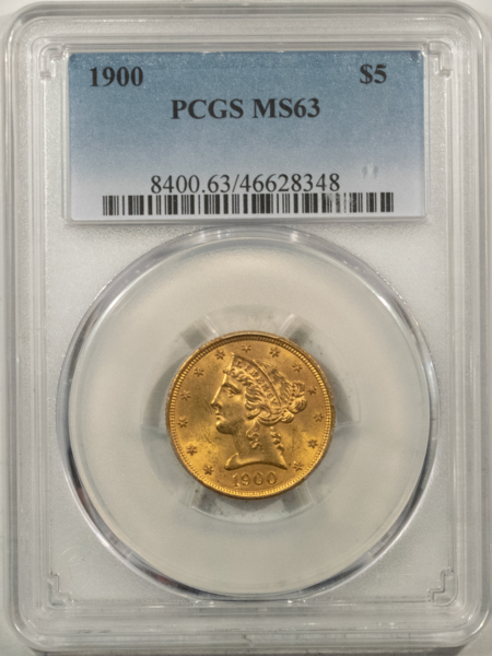 $5 1900 $5 LIBERTY GOLD HALF EAGLE – PCGS MS-63