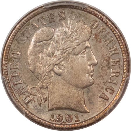 Barber Dimes 1901-S BARBER DIME – PCGS AU-55, REALLY TOUGH, UNDERRATED DATE!