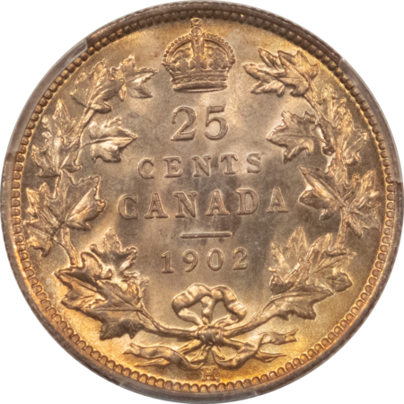 New Certified Coins CANADA 1902-H 25c, PCGS MS-65, LUSTROUS, FRESH GEM W/ TREMENDOUS EYE APPEAL-RARE