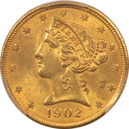 $5 1902-S $5 LIBERTY GOLD HALF EAGLE – PCGS MS-65