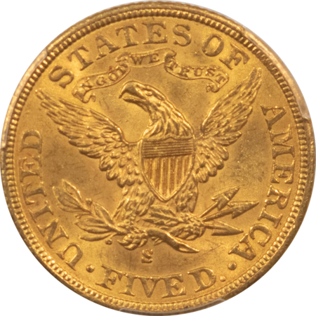 $5 1902-S $5 LIBERTY GOLD HALF EAGLE – PCGS MS-65