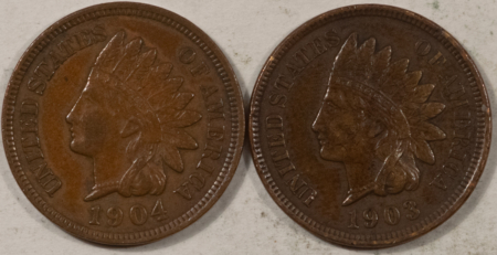 Indian 1903 1904 INDIAN CENTS, LOT/2 – HIGH GRADE EXAMPLES! HIGH GRADE PAIR!