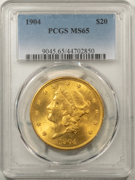 $20 1904 $20 LIBERTY GOLD DOUBLE EAGLE – PCGS MS-65, GEM, GREAT VALUE