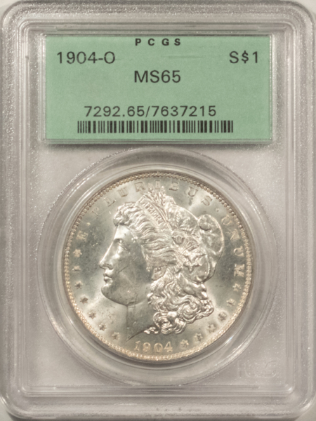 Dollars 1904-O MORGAN DOLLAR $1, PCGS MS-65, BLAST-WHITE, OGH AND VERY PQ; LOOKS MS-66!