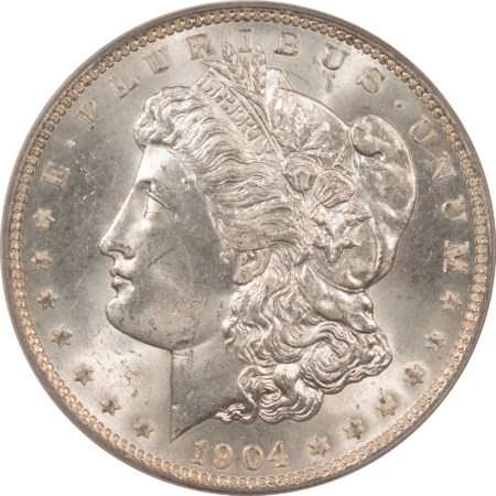 Dollars 1904-O MORGAN DOLLAR $1, PCGS MS-65, BLAST-WHITE, OGH AND VERY PQ; LOOKS MS-66!