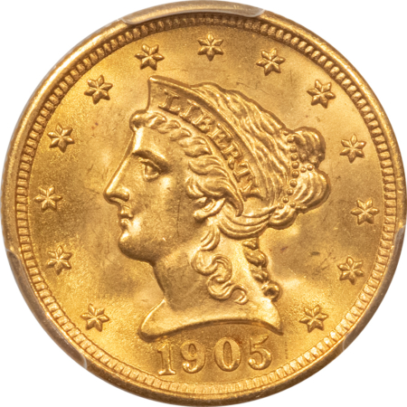 $2.50 1905 $2.50 LIBERTY GOLD QUARTER EAGLE – PCGS MS-65, FLASHY GEM, CAC APPROVED!