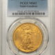 $20 1907 NO MOTTO $20 ST GAUDENS GOLD DOUBLE EAGLE NGC MS-63 CAC FATTIE HOLDER & PQ