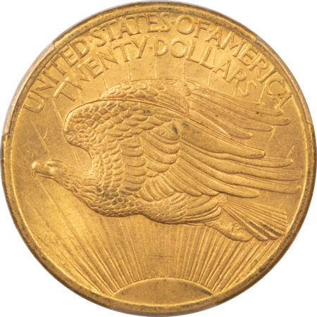 $20 1907 NO MOTTO $20 ST GAUDENS GOLD DOUBLE EAGLE – PCGS MS-62