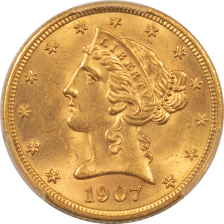 $5 1907-D $5 LIBERTY GOLD HALF EAGLE – PCGS MS-64