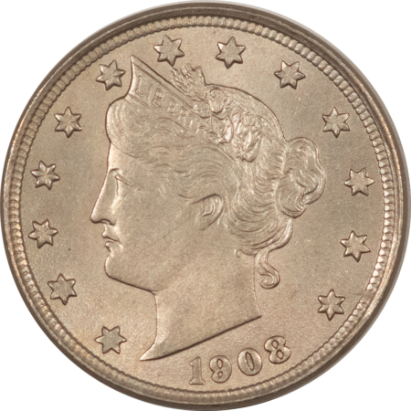 Liberty Nickels 1908 LIBERTY NICKEL – CHOICE UNCIRCULATED DETAILS VERY LIGHTLY CLEANED!