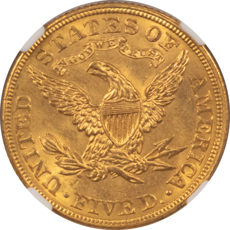 $5 1908 $5 LIBERTY GOLD HALF EAGLE – NGC MS-64