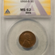 Indian 1888 INDIAN CENT – ANACS AU-50