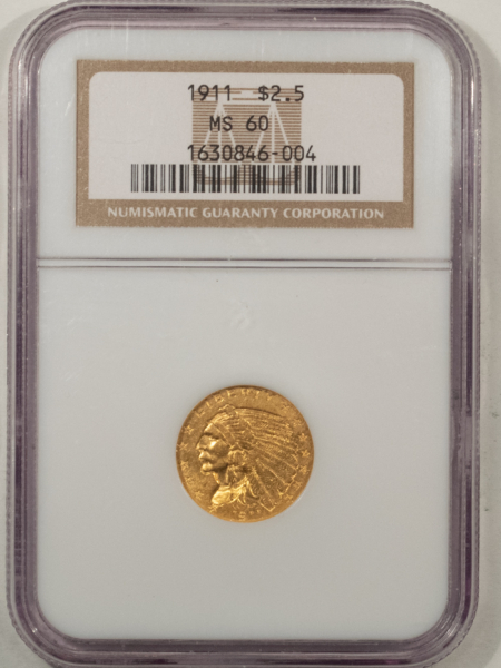 $2.50 1911 $2.50 INDIAN GOLD QUARTER EAGLE – NGC MS-60