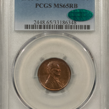 CAC Approved Coins 1911-S LINCOLN CENT – PCGS MS-65 RB, ORIGINAL FRESH GEM, CAC APPROVED!