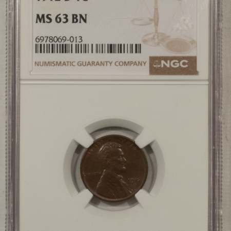 Lincoln Cents (Wheat) 1912-D LINCOLN CENT – NGC MS-63 BN, CHOICE & SMOOTH!