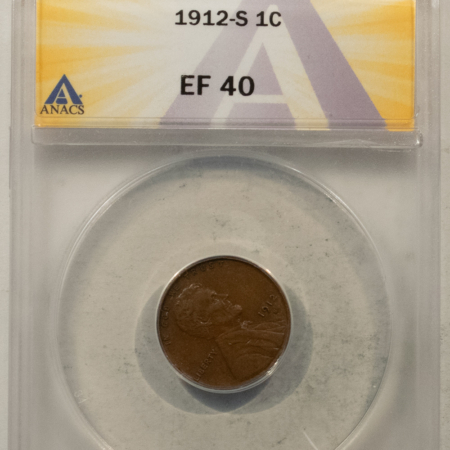 Lincoln Cents (Wheat) 1912-S LINCOLN CENT – ANACS EF-40