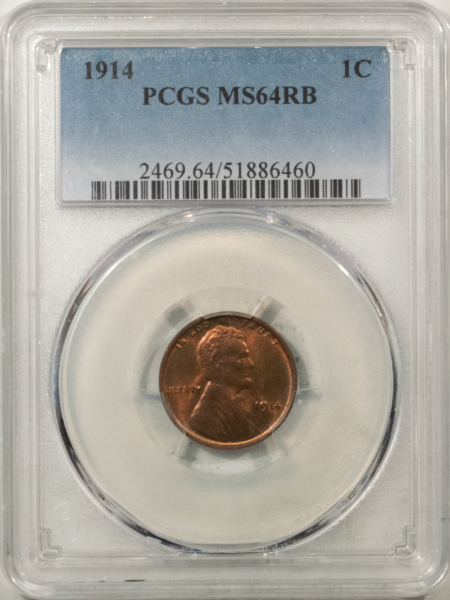 Lincoln Cents (Wheat) 1914 LINCOLN CENT – PCGS MS-64 RB