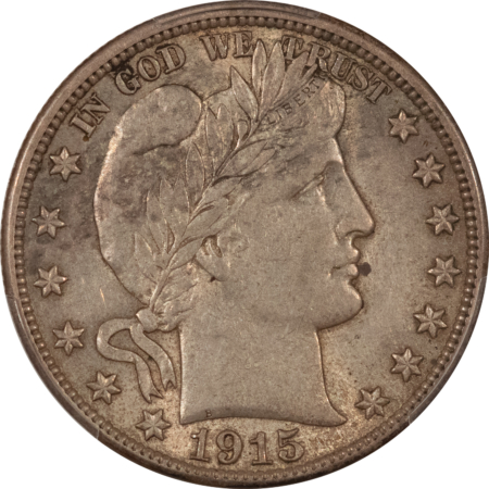 Barber Halves 1915-D BARBER HALF DOLLAR – PCGS AU-53, ORIGINAL!