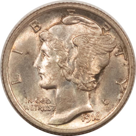 Dimes 1916 MERCURY DIME 10c, ORIGINAL CHOICE UNCIRCULATED W/ CRISP FULL BANDS!