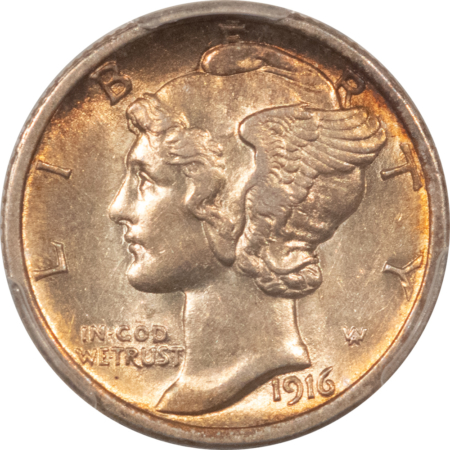 Mercury Dimes 1916-D MERCURY DIME – PCGS AU-58 FB, FRESH & ORIGINAL, KEY-DATE!