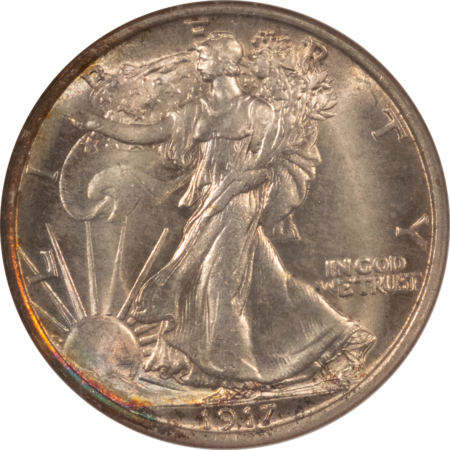 Half Dollars 1917 WALKING LIBERTY HALF DOLLAR NGC MS-66 SUPERB ORIGINAL GEM, OUTSTANDING SKIN