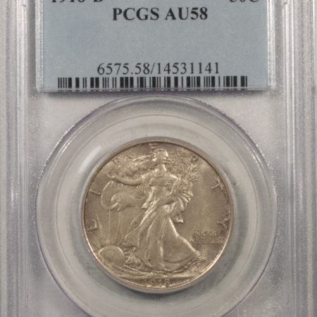 New Certified Coins 1918-D WALKING LIBERTY HALF DOLLAR – PCGS AU-58, WHOLESOME ORIGINAL