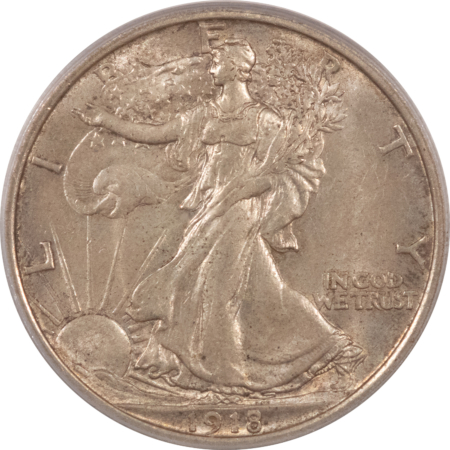 New Certified Coins 1918-D WALKING LIBERTY HALF DOLLAR – PCGS AU-58, WHOLESOME ORIGINAL
