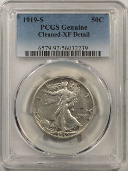 New Certified Coins 1919-S WALKING LIBERTY HALF – PCGS GENUINE CLEANED XF DETAIL HIGH GRADE LOOK!