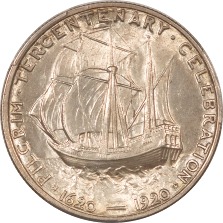New Certified Coins 1920 PILGRIM COMMEMORATIVE HALF DOLLAR REVERSE DIE BREAK FS-901 – PCGS MS-65 GEM