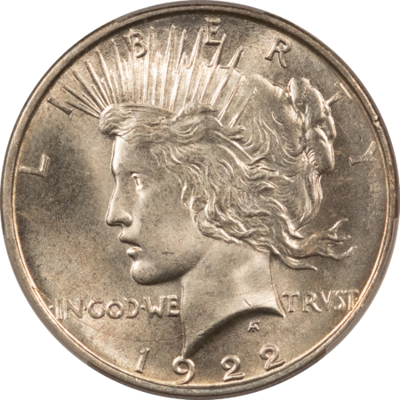 Dollars 1922-D PEACE DOLLAR $1, PCGS MS-65, A SPARKLING WHITE GEM W/ A CLEAN CHEEK!