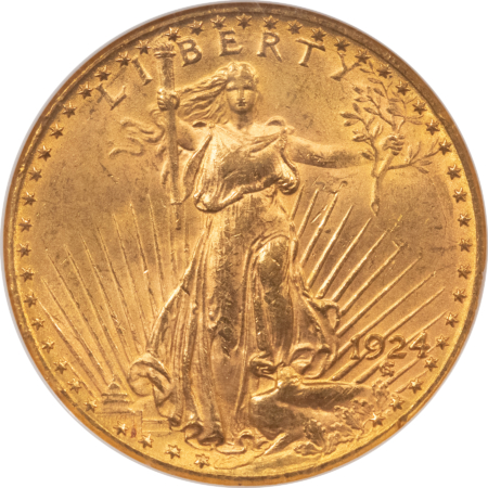 $20 1924 $20 ST GAUDENS DOUBLE EAGLE – NGC MS-63, CHOICE ORIGINAL