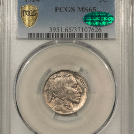 Buffalo Nickels 1924 BUFFALO NICKEL – PCGS MS-65, PREMIUM QUALITY GEM! CAC APPROVED!