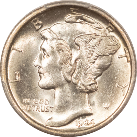 CAC Approved Coins 1924-D MERCURY DIME – PCGS MS-62 FB, LUSTROUS, PREMIUM QUALITY & CAC APPROVED!