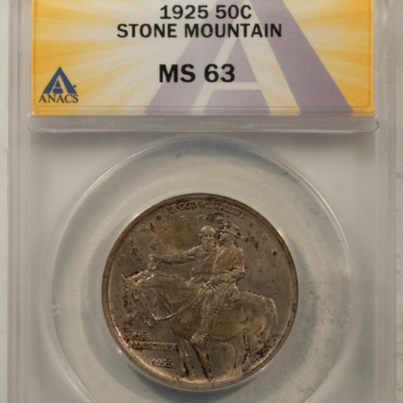 New Certified Coins 1925 STONE MOUNTAIN COMMEMORATIVE HALF DOLLAR – ANACS MS-63, FRESH & PQ!