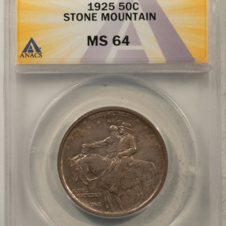 New Certified Coins 1925 STONE MOUNTAIN COMMEMORATIVE HALF DOLLAR – ANACS MS-64, FRESH & PQ!