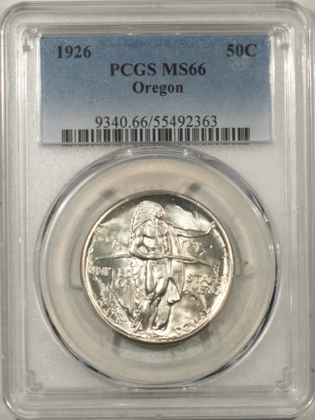 New Certified Coins 1926 OREGON COMMEMORATIVE HALF DOLLAR – PCGS MS-66, BLAZING WHITE, SUPERB!