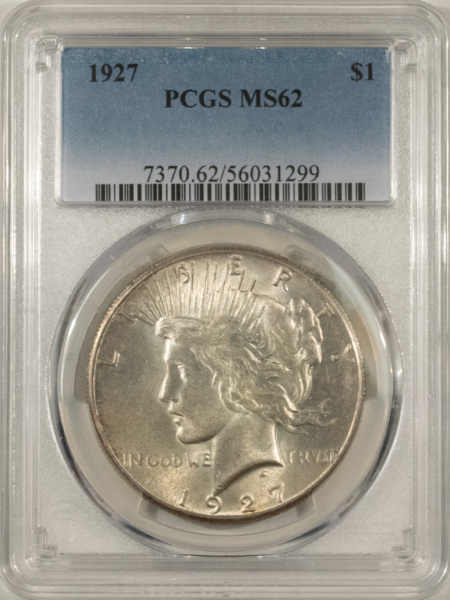 New Certified Coins 1927 $1 PEACE DOLLAR – PCGS MS-62, ORIGINAL & PQ!
