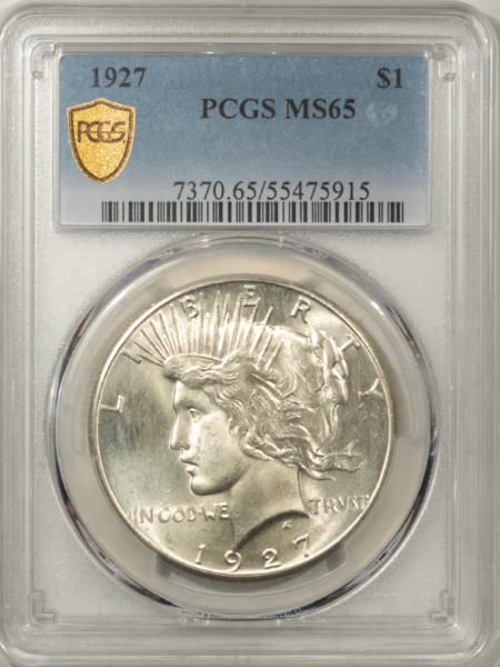 New Certified Coins 1927 $1 PEACE DOLLAR – PCGS MS-65, FRESH WHITE GEM!