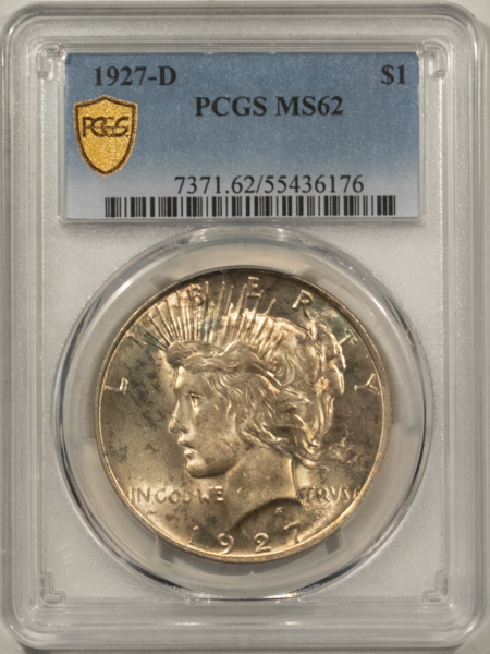 New Certified Coins 1927-D $1 PEACE DOLLAR – PCGS MS-62, ORIGINAL AND LUSTROUS!