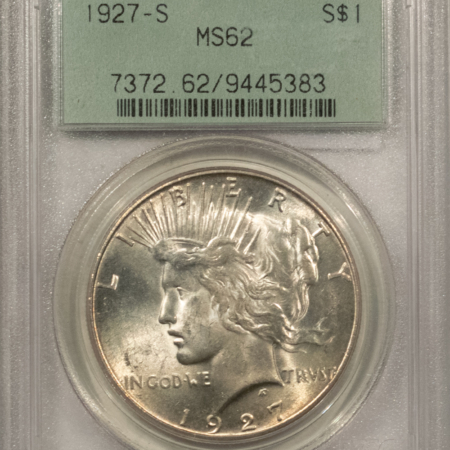 New Certified Coins 1927-S $1 PEACE DOLLAR – PCGS MS-62, FRESH, OLD GREEN HOLDER & PREMIUM QUALITY!