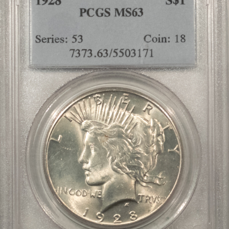 New Certified Coins 1928 $1 PEACE DOLLAR – PCGS MS-63, CHOICE & PREMIUM QUALITY! KEY-DATE!