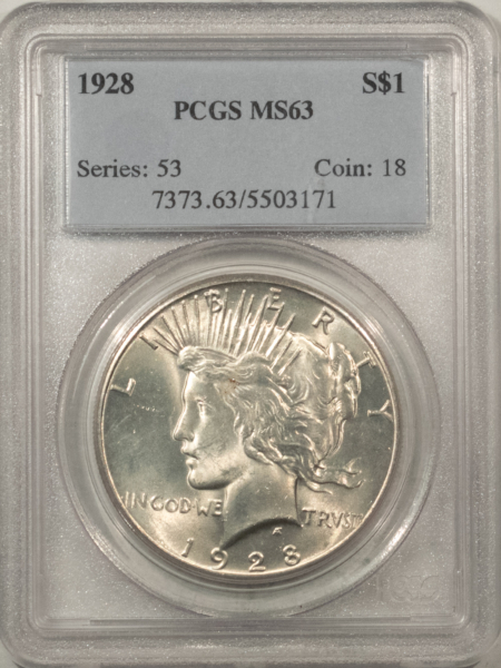 New Certified Coins 1928 $1 PEACE DOLLAR – PCGS MS-63, CHOICE & PREMIUM QUALITY! KEY-DATE!