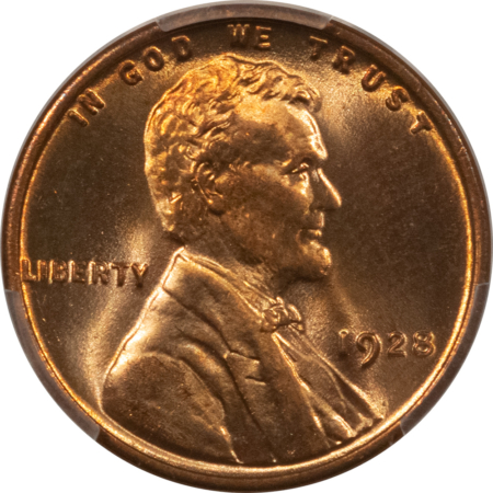 Lincoln Cents (Wheat) 1928 LINCOLN CENT, PCGS MS-66 RD, A FIERY, BLAZING RED GEM!