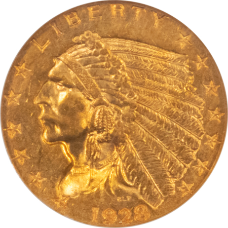$2.50 1928 $2.50 INDIAN GOLD QUARTER EAGLE – NGC MS-61