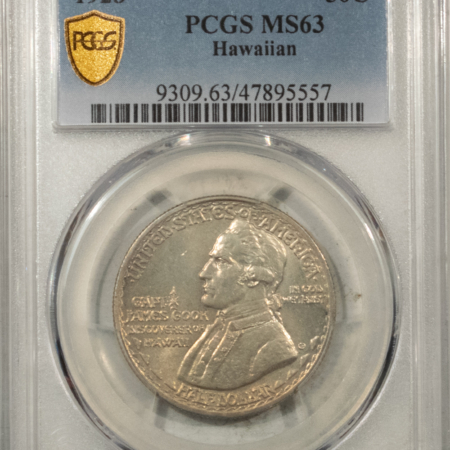 New Certified Coins 1928 HAWAIIAN COMMEMORATIVE HALF DOLLAR – PCGS MS-63, ORIGINAL WHITE MARK-FREE!