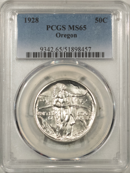 New Certified Coins 1928 OREGON COMMEMORATIVE HALF DOLLAR – PCGS MS-65 A HEADLIGHT! PREMIUM QUALITY!